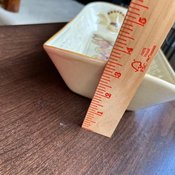 Vtg French Bread Tray Hand Painted Los Angeles Potteries Pottery Calif USA Wheat - Picture 12 of 14